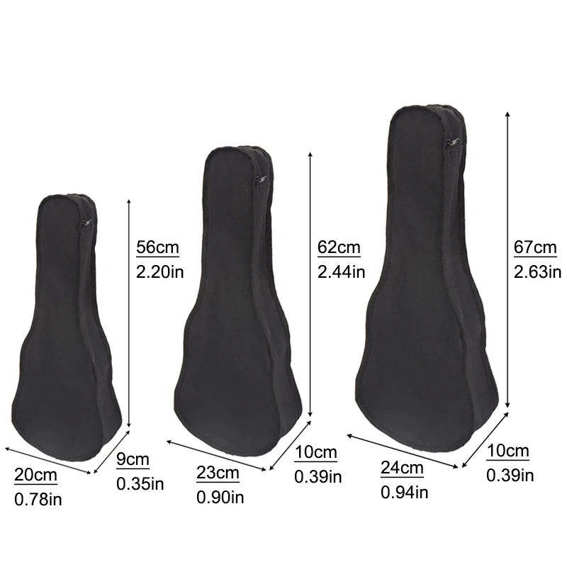 21 / 23 / 26 Inch Portable Ukulele Bag Black Soft Case Monolayer Bag Single Shoulder Backpack Padded ukulele bag case