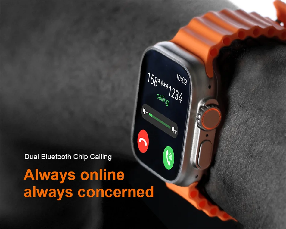 Montre connectée NFC Ultra Series 8 : écran HD de 1,96", appel Bluetooth, suivi d'activité, montre connectée étanche
