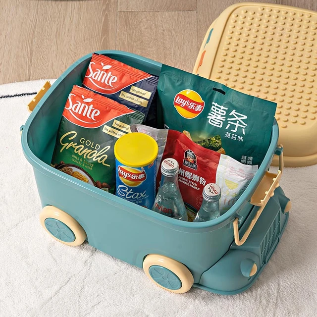 Cute toy storage box basket large capacity children's plastic LEGO packing box  storage box with cover cartoon - AliExpress