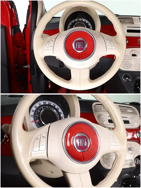 Für Fiat 500 2010-2015 Weichen Carbon Auto Lenkrad Taste Abdeckung