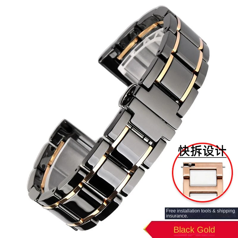 Elegant Ceramic Watch Strap - Precision Steel Watchband for Men and Women, Luxurious Design in 18mm, 20mm, 22mm Sizes