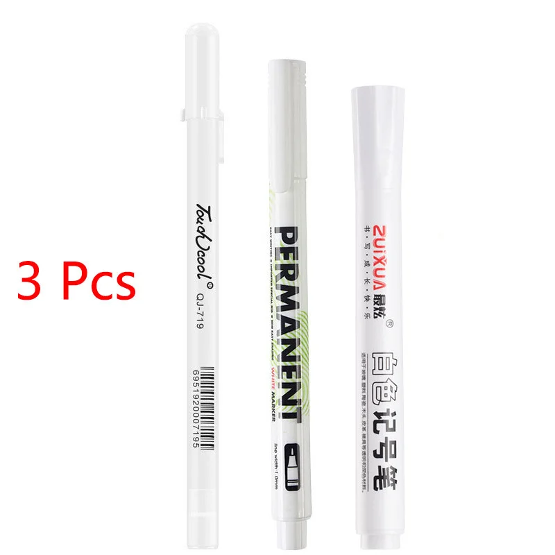 1x White Marker Pens 2.0mm Oily Waterproof Gel Pen DIY Graffiti Wrting  Supplies