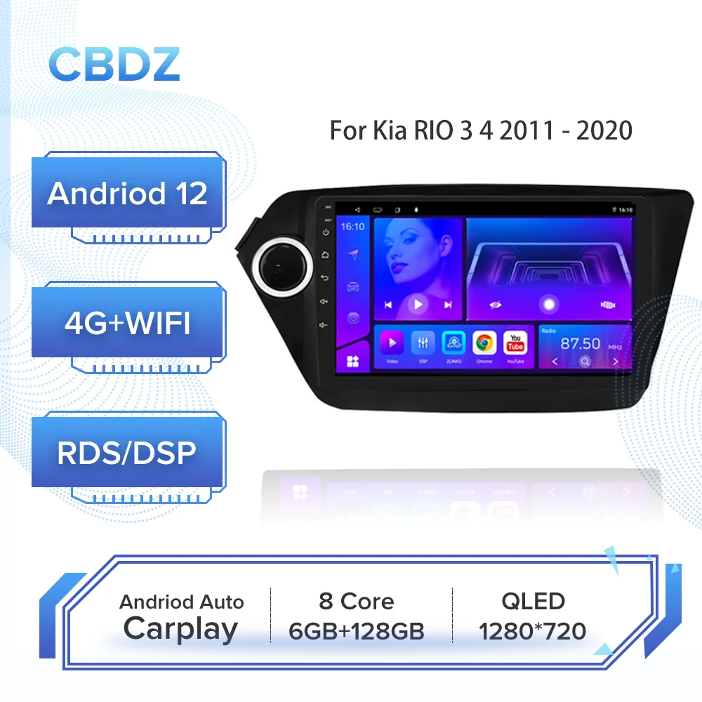 

Car Radio for Kia RIO 3 4 2011 - 2020 Android Auto 4G WIFI Carplay GPS Navigation No DVD Player