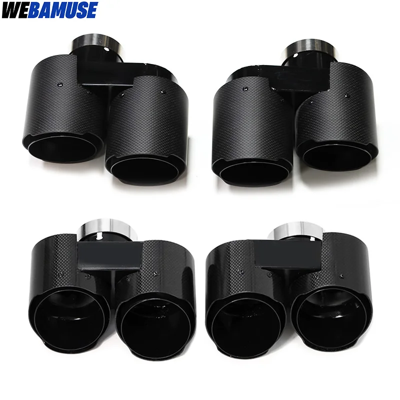 Quad Carbon Fiber Exhaust Tip Dual Outlet Stainless Steel Muffler Exhaust System Tailpipe For BMW G20 G21 330i 330d 320d