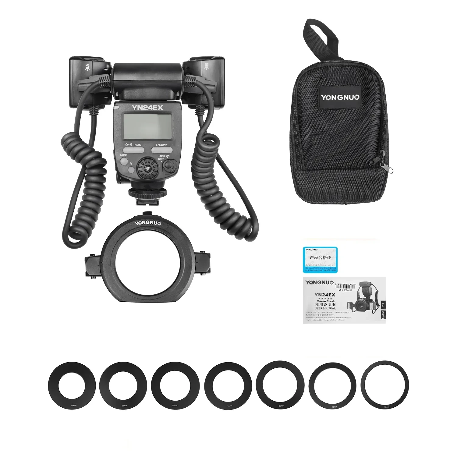 YONGNUO YN24EX マクロフラッシュ スピードライト E-TTL/TTL自動調光 近接撮影用 キャノン仕様 YONGNUO YN-24EX マクロリング フラッシュスピードライト フラッシュ