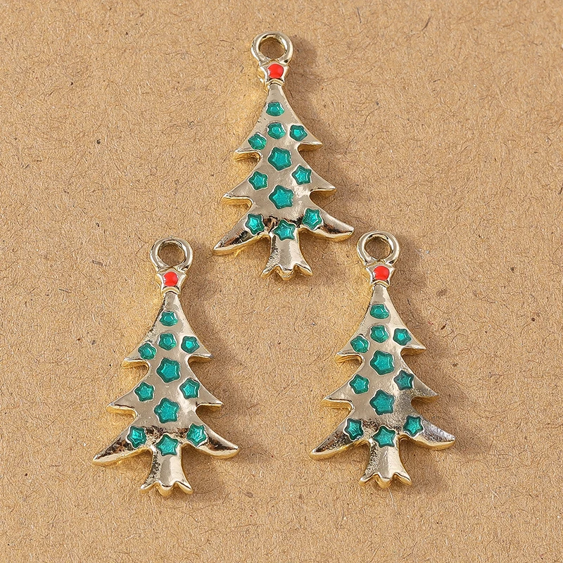 10 Stück Emaille-Weihnachtsbaum-Charm-Anhänger für Halskette, Armband, DIY-Ohrringe, handgefertigte Schmuckherstellung, Zubehör – Detail 27