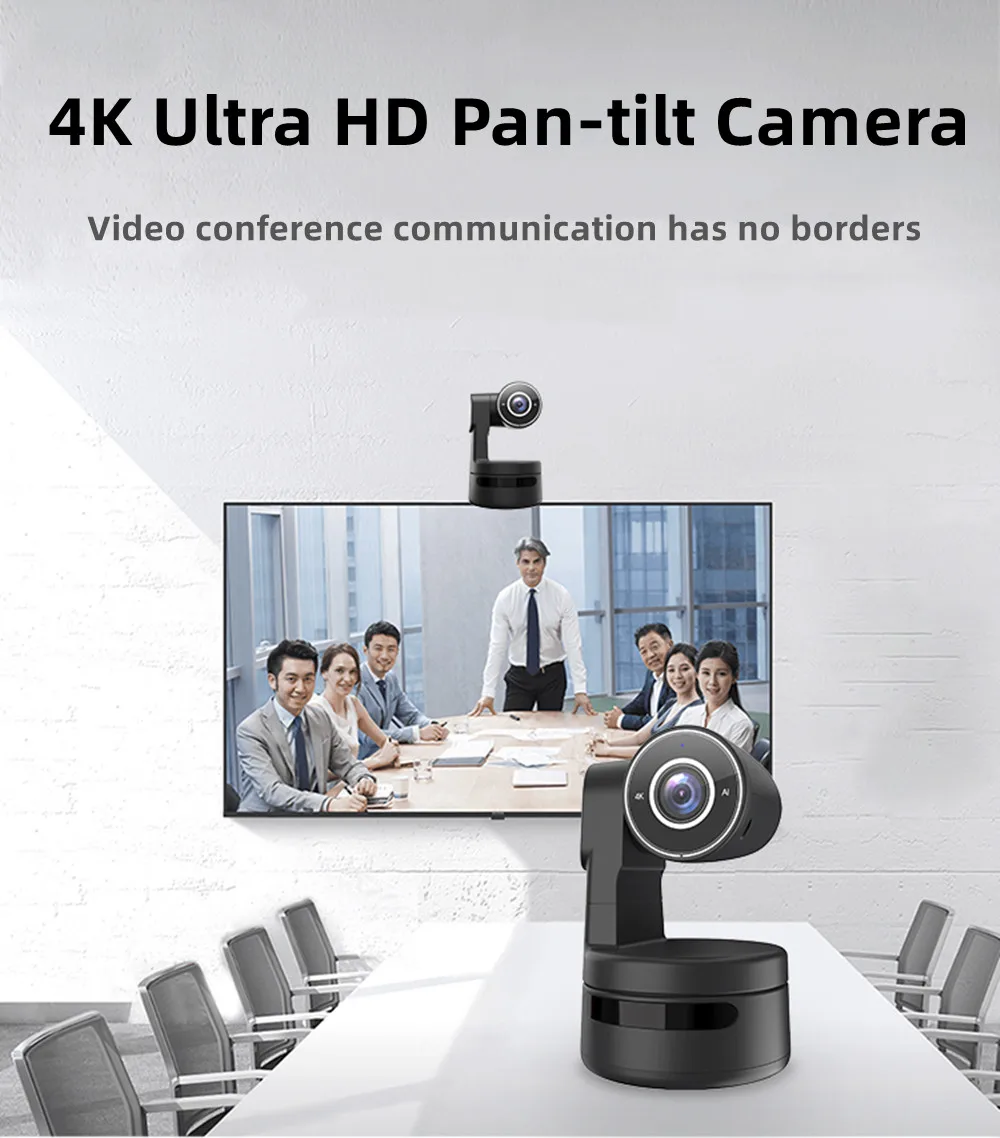 Webcam 4K PTZ AI Auto Framing with Mics 4X Digital Zoom Auto Focus for Youtube Living Stream Online Meet