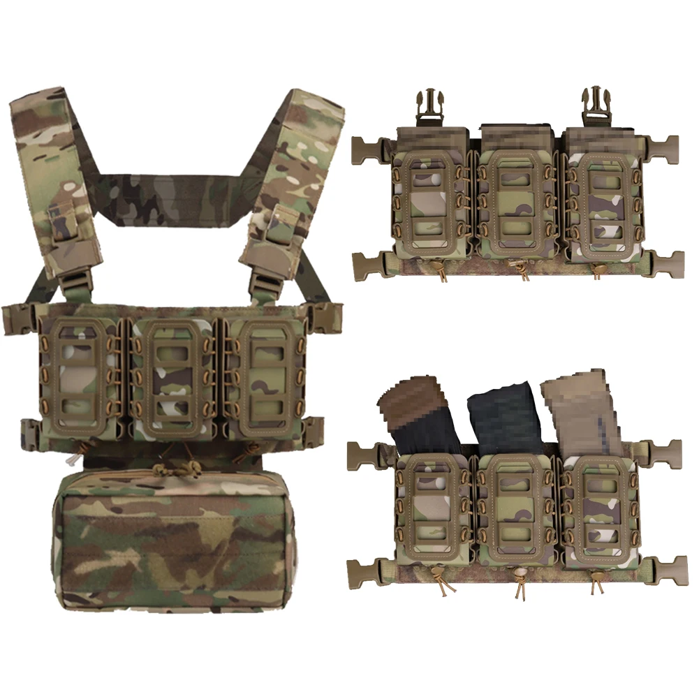 

Tactifans Chest Rig Vest Plate Carrier Drop Down Multicam Tactical Vest With Multi-Pockets Cordura Nylon for Tactical Trainning