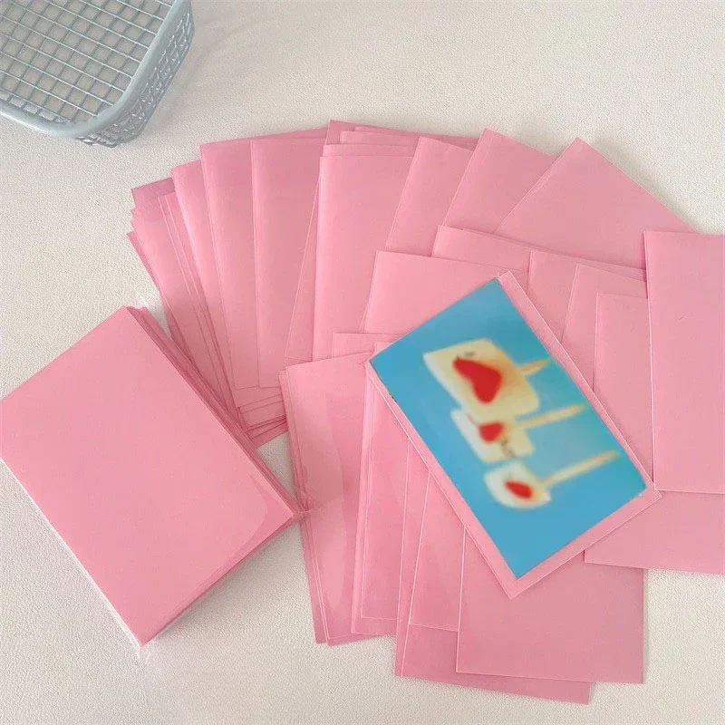50pcs Card Sleeves Protective Film Postcards Collect Bag Cards Organizers Protector  Double Layers Card Sleeve Desk Accessories
