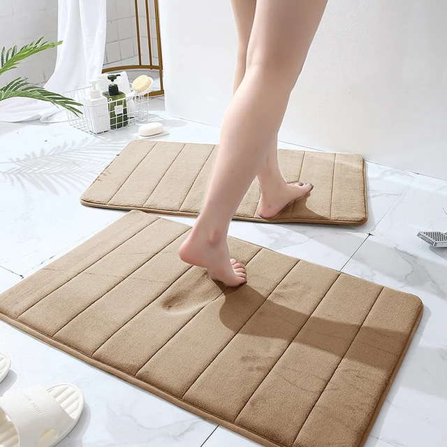 Ensemble de 3 tapis de bain antidérapants en mousse à mémoire de forme, doux, Absorption d'eau, séchage rapide, lavable en Machine pour le sol de la maison 4