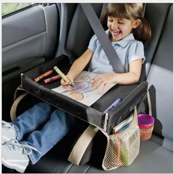 Vassoio da viaggio per seggiolino auto per bambini con cinghie di sicurezza Tavolo organizer per sedile posteriore per mangiare disegnare suonare accessori per auto