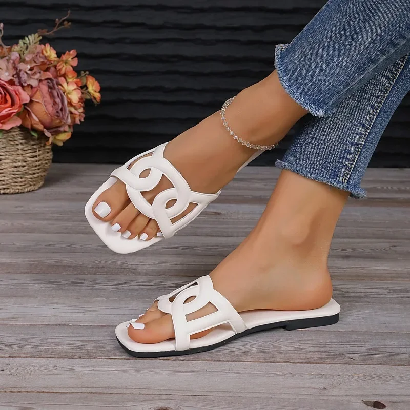 

Женские тапочки, Новинка лета 2023, модная ажурная нескользящая обувь из ПВХ для женщин, резиновая Повседневная прогулочная обувь, Тапочки, обувь