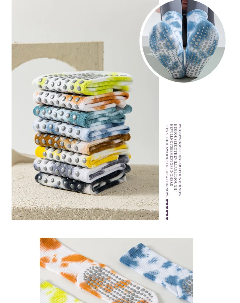 Yoga Socks Women Cotton Tie-dyed Silicone Non-slip Pilates Grip Crew Sock 11 Sef8ea971d37e4b168c1d0782e89b8fe4X