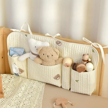 Organizzatore da appendere alla culla per neonati, multi-tasca, borsa portaoggetti da comodino per pannolini, giocattoli, articoli essenziali, borsa portatile per la cameretta
