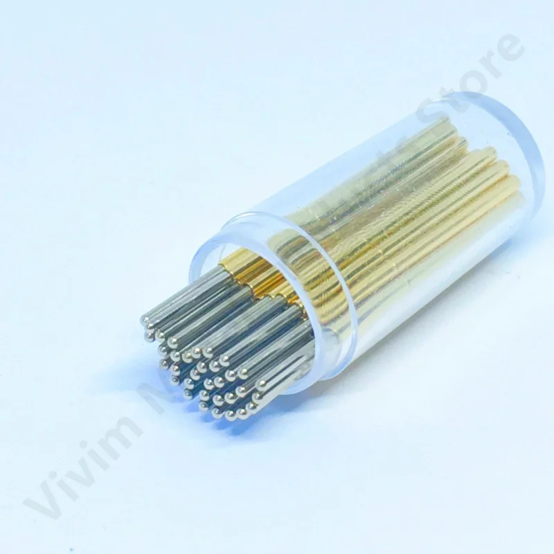 100Pcs P100-J1 Kleine Ronde Kop Lente Test Probe Pogo Pin P100-J Buitenste Dia 1.36Mm Naald Lengte 33.35Mm printplaat Test Pin