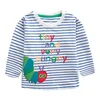 Jumping Meters 2-7T New Arrival Striped Animals Embroidery Boys Tshirts Autumn Winter Children's Clothes Long Sleeve Kids Tops 1