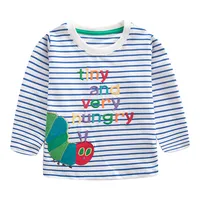 Jumping Meters 2-7T New Arrival Striped Animals Embroidery Boys Tshirts Autumn Winter Children's Clothes Long Sleeve Kids Tops 1