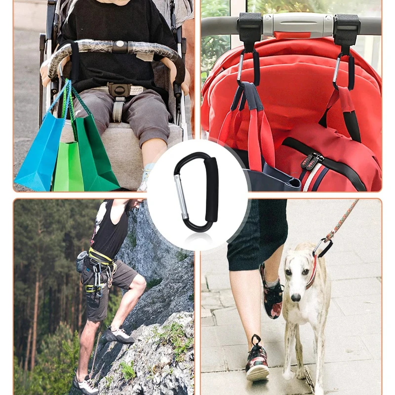 Large Carabiner Stroller Hooks Organizer Aluminum D Ring Spring Snap Keychain Clip For Hanging Bags