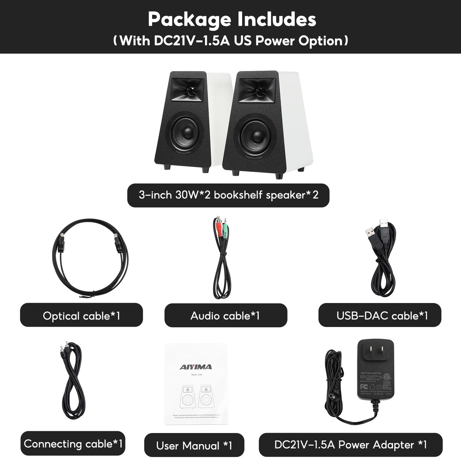 سماعات AIYIMA S30 ستيريو 2.0 بقوة 100 واط مع بلوتو...