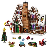 Creative Mini Christmas Gingerbread man House Building Blocks Hut Model Assemble Bricks Toy Holiday Gifts For Kid Girl Boy Adult 1