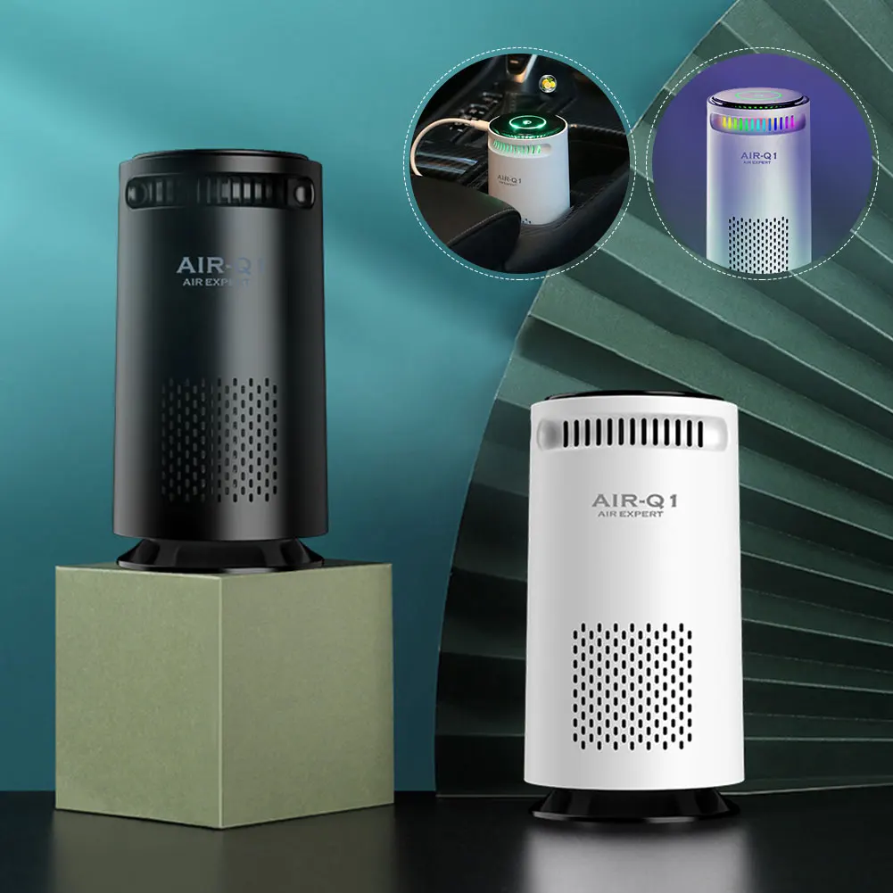Portable Air Purifier for Home Car Negative Ion Air Cleaner For Smoke Pollen USB Quiet Deodorizer Bedroom Office Living Room