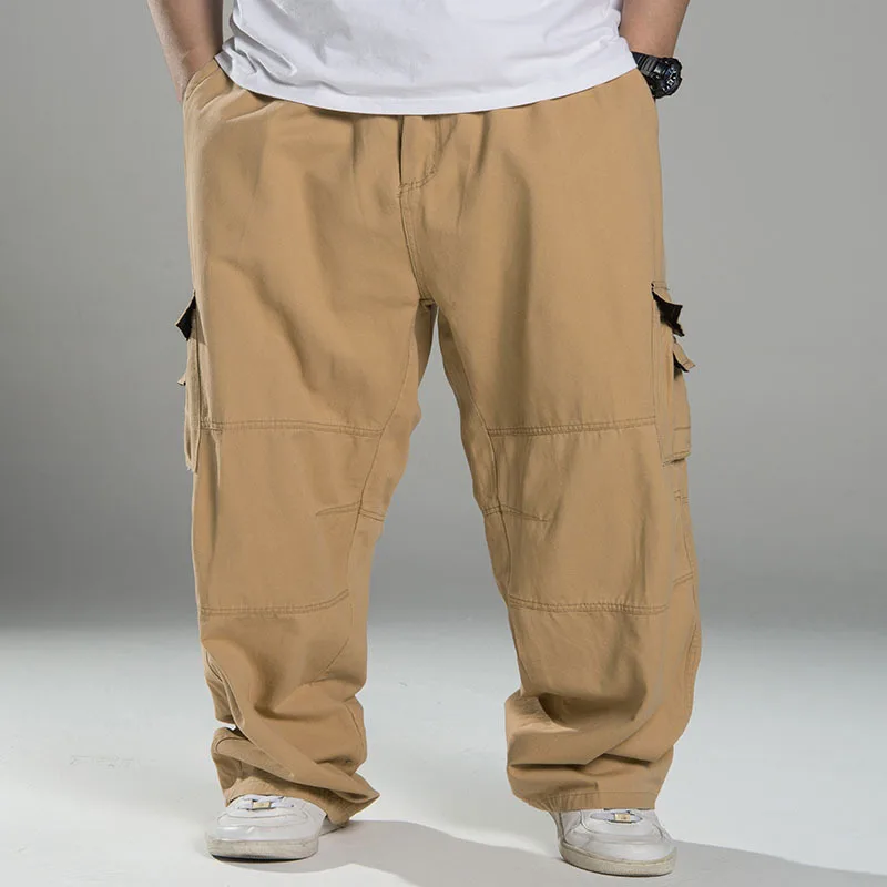 Plus Size 9XL 10XL 150KG Autumn summer Men cargo pants thick high street pants safari style pockets outdoor straight pants 3
