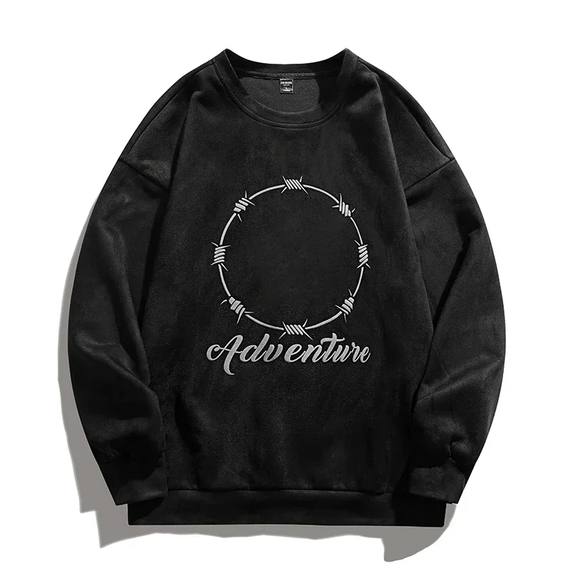 Gothic Foaming Printing Sweatshirt Crew Neck Harajuku Hoodies Men's Casual Sweatshirts Couple Clothing Oversized Pullover
