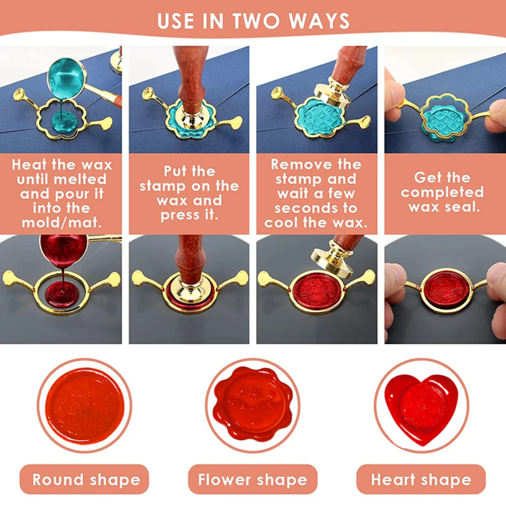 씰링 왁스 스탬프 원형 홀더 키트, 페인트 래커 씰 링 몰드 씰, DIY 핸드 계정 봉투, 수공예 생산 도구