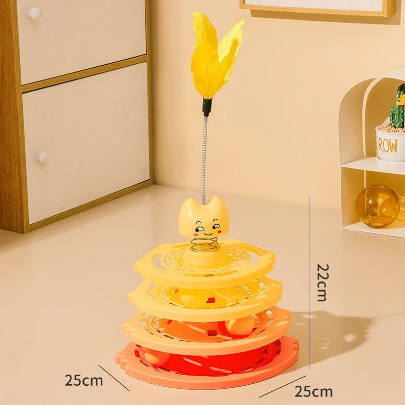 Interactive Indestructible Four-Layer Cat Teaser Toy