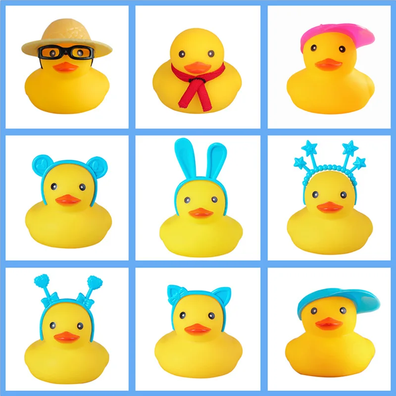 50pc Rubber Duck Accessories No.8 Yellow Duck Sunglasses Swimming Ring Gold Chain Woolen Hat With Accessories Glasses Shop Gifts 3
