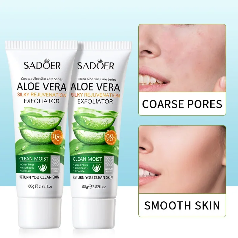 

Face Exfoliating Gel Aloe Vera Facial Exfoliating Scrub Cleanses Whitening Acne Blackhead Treatment Shrink Pores Skin Care 80g