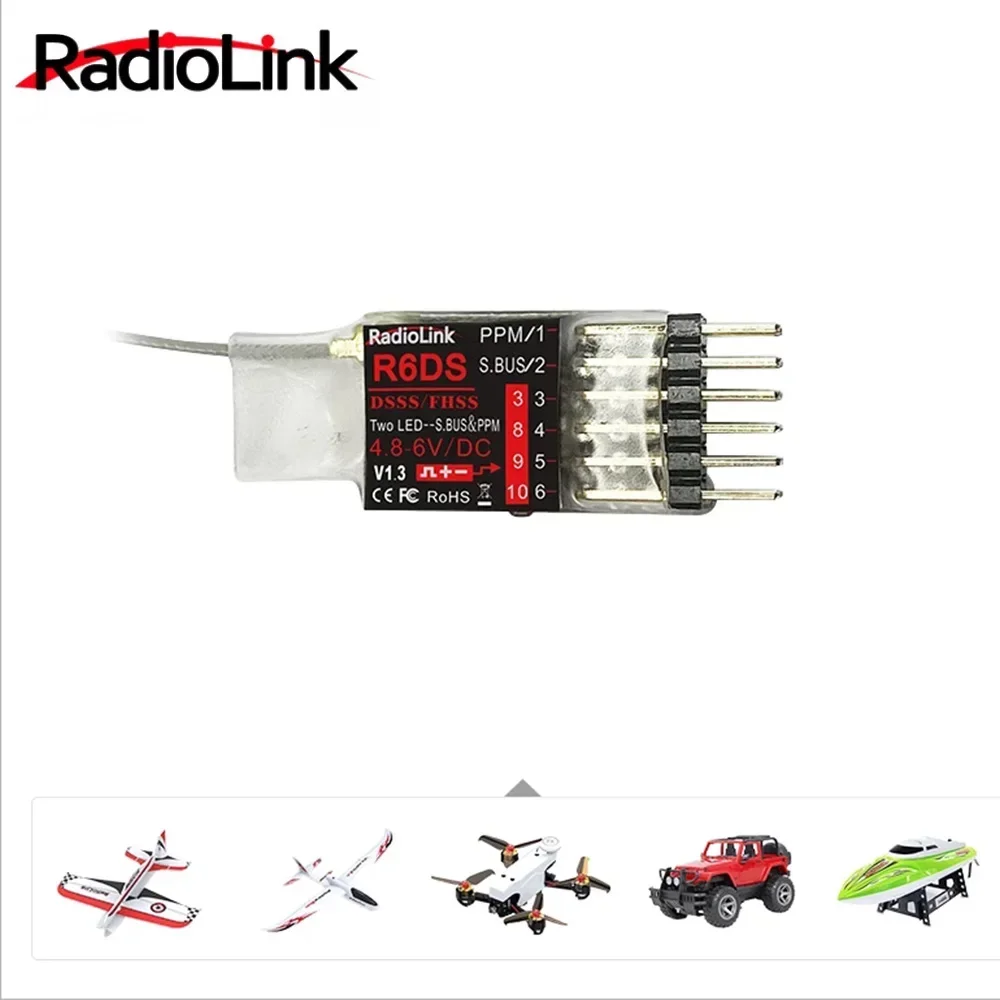 Radiolink R6DS Receiver 2.4G 6CH PPM PWM SBUS Output Compatible For AT9 AT9S AT10 AT10II Transmitter images - 6