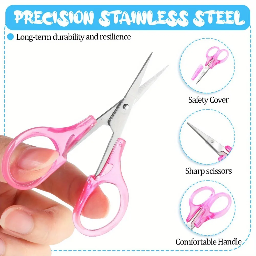 Stainless Steel Small Scissors with Protective Sheath Office Handheld Use Ideal for Handicraft Paper Cutting and Household Use - 3