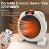 Heater Electric Heater Portable Plug in Wall Desktop Room Heating Stove Household Radiator Remote Warmer Machine 600W Heated 1