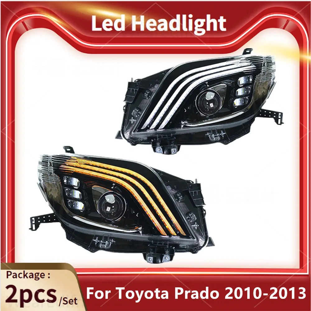 

Автомобильные светодиодные фары для Toyota Prado 2010 2011 2012 2013 аксессуары модифицированные светодиодные передние фары DRL поворотники в сборе