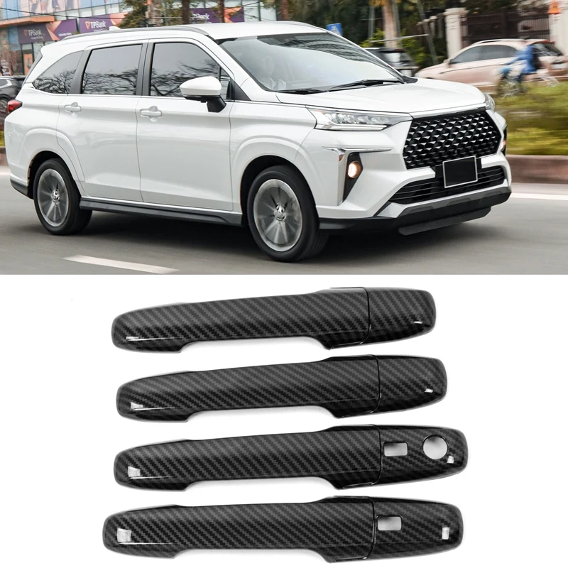 

Carbon Fiber Door Handle Cover Trim Sticker Exterior Accessories For Toyota Avanza Premio Veloz Cross 2022+