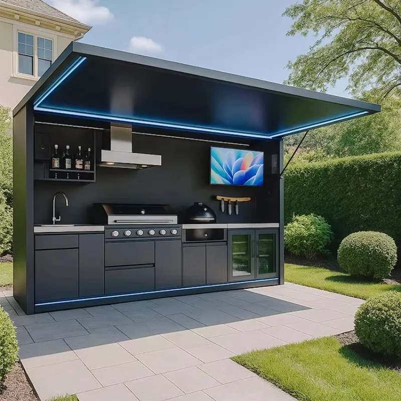 Summer Modular Outdoor Kitchen for Camping Set Convenient BBQ Grills Including Pizza Oven Grill for Outdoor Adventures image 2