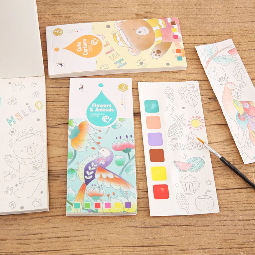 20 Sheets Portable Children Watercolor Painting Book Paint With Water Kids Gouache Graffiti Picture Coloring Drawing Toys Gifts 3
