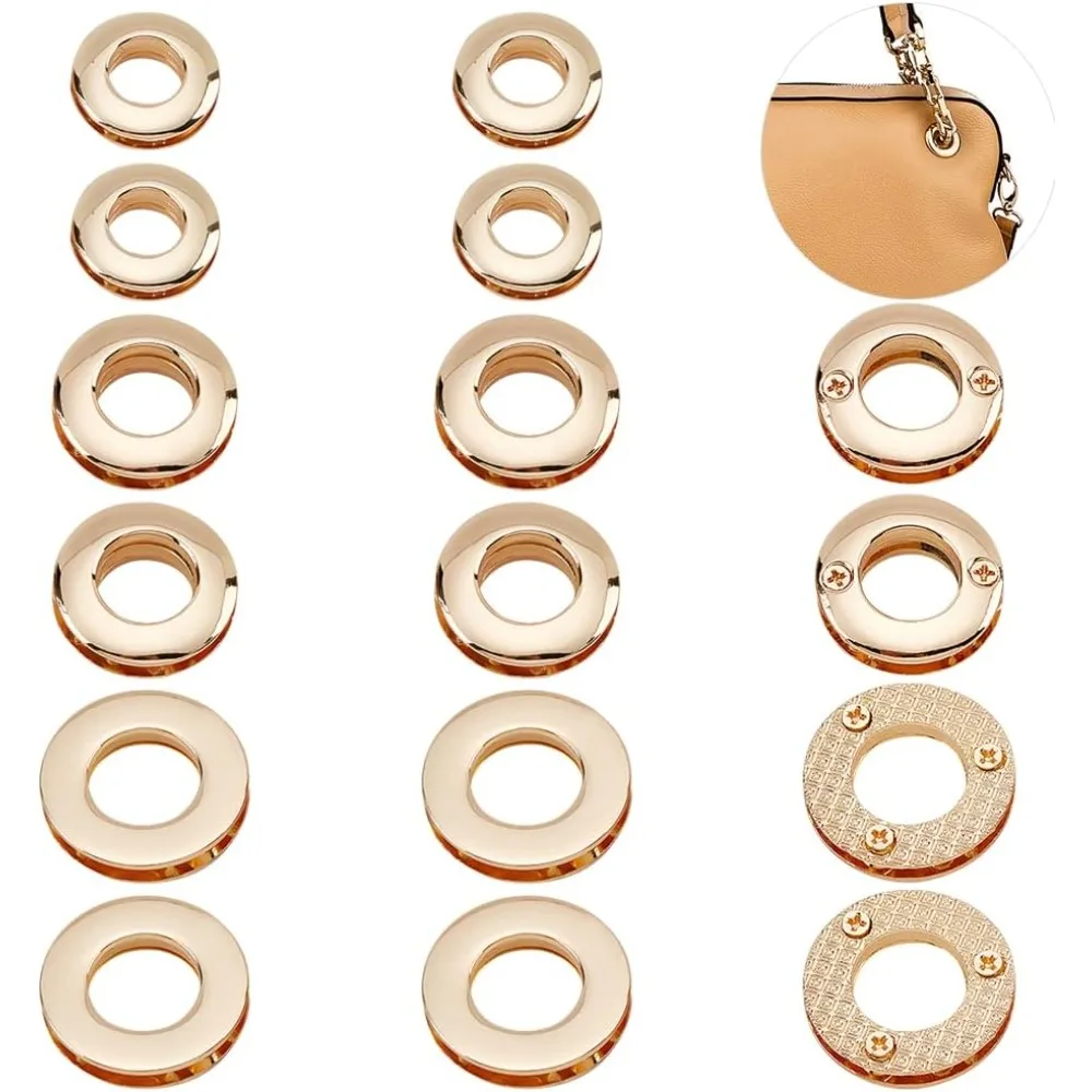 Alloy Eyelets Grommets 18pcs 10.5/13.8/16mm Round Grommet Snap Hole O-Ring Bag Loop Connector