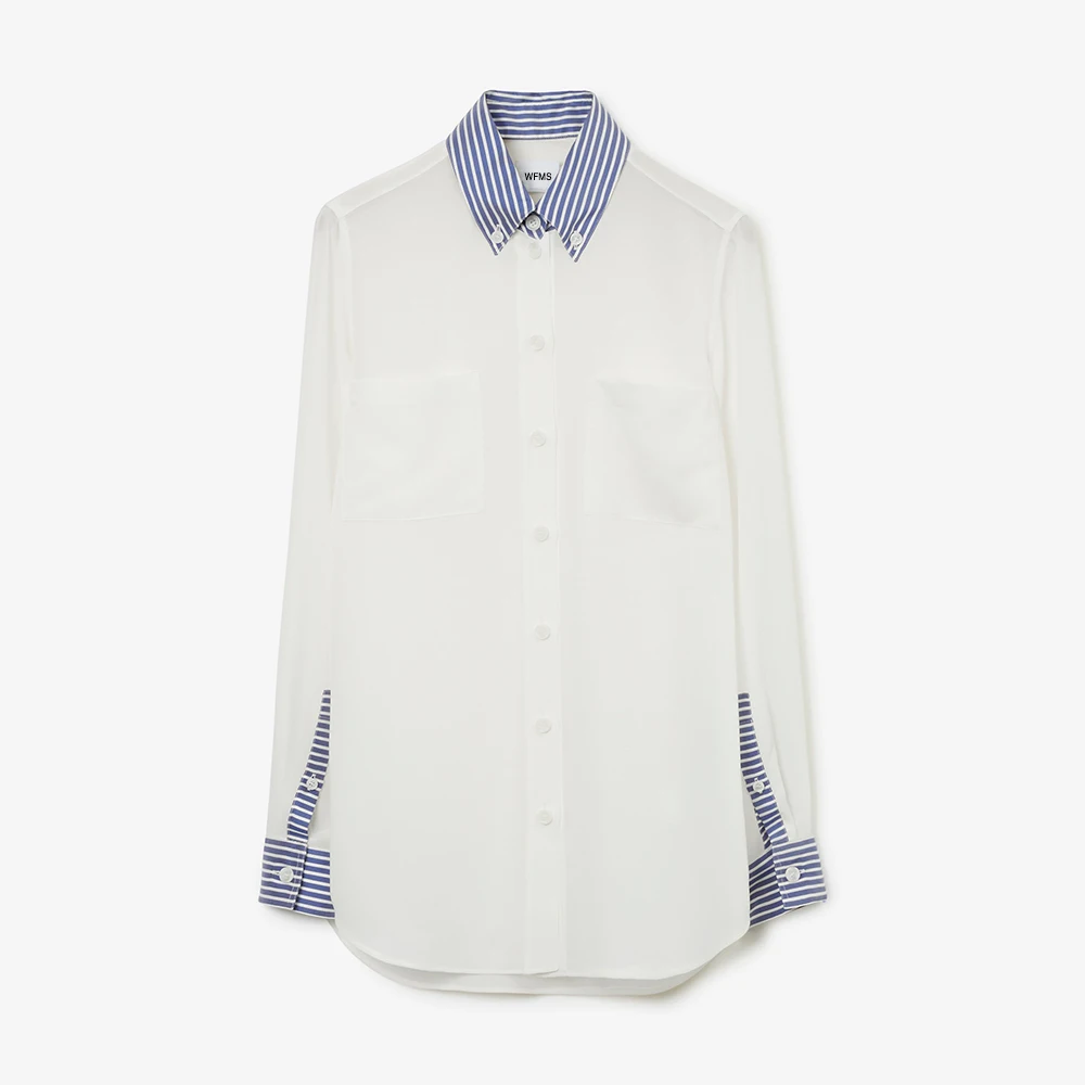 

WFMS MS Striped Embellished Silk Blouse #wfms6456