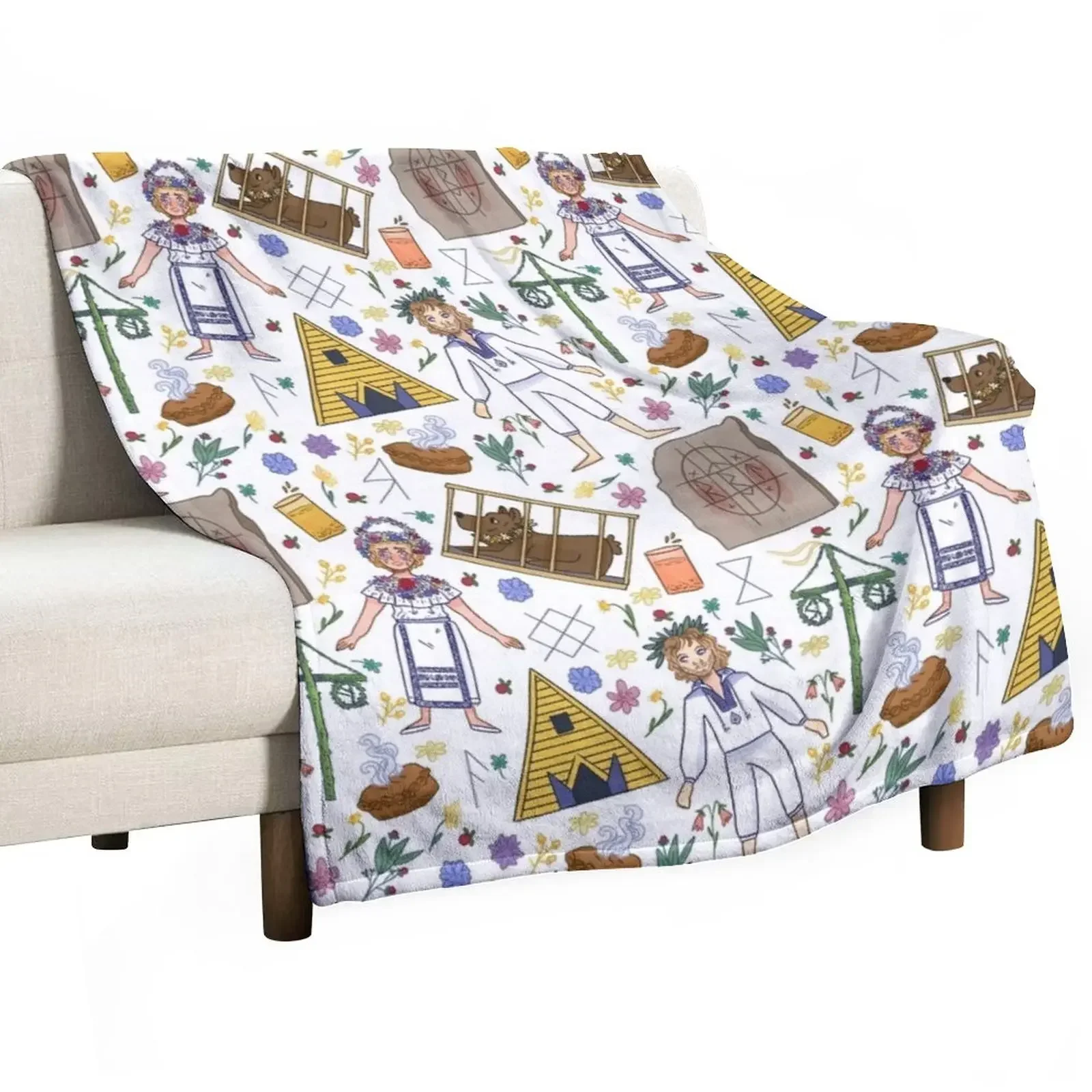 

Midsommar Pattern #1 (No Background Variation) Throw Blanket Sleeping Bag Thins Sofa Luxury St Blankets
