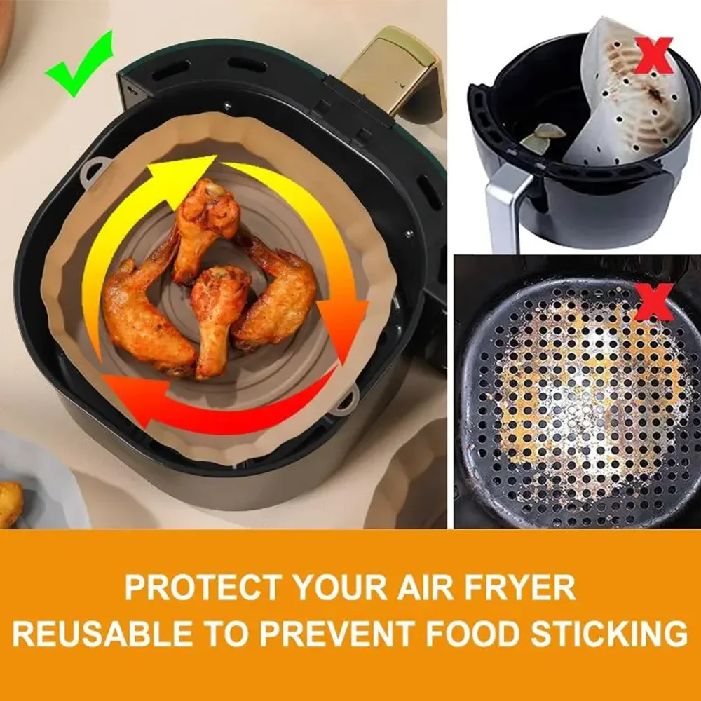 Air fryer liners Multipurpose Air Fryer Pad Silicone Air Fryer Liners Accessories Cake Baking Pan Round Insulation Pad Tray