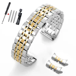 Elegant Stainless Steel Smartwatch Replacement Strap - Premium Business Watchband Bracelet - 22mm (Silver Gold)