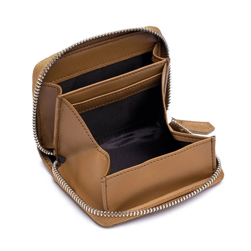 Leather Credit Card Wallet RFID Zipper Coin Purse Cash Pocket Holder for Women Men