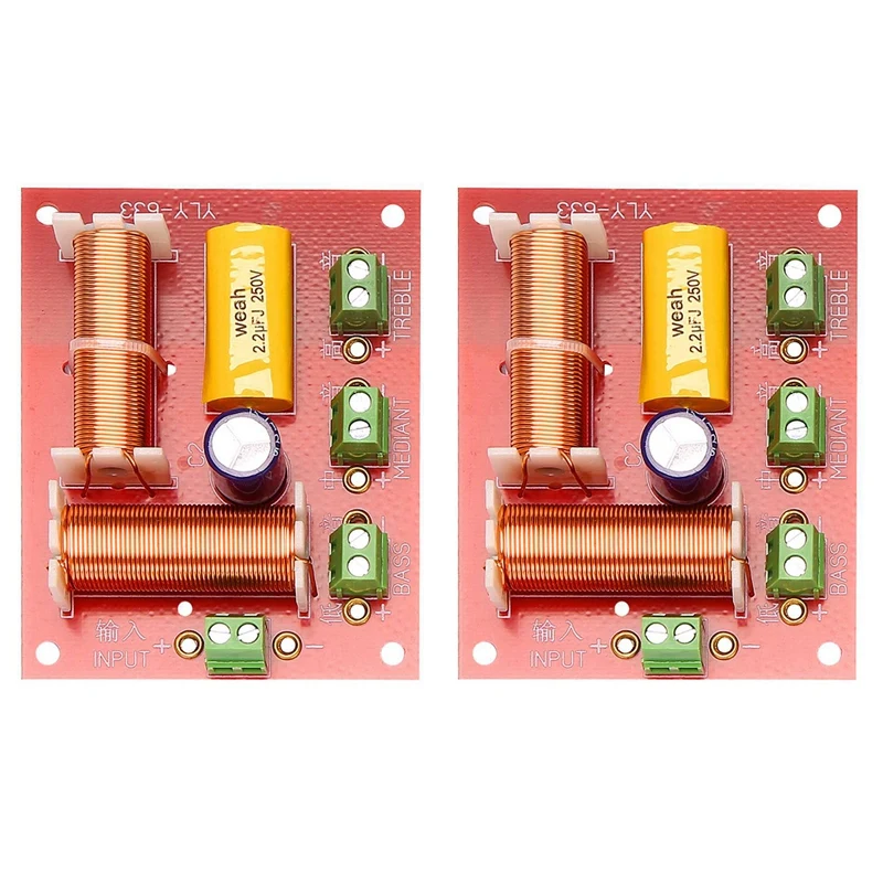 

6Pcs 200W 3 Way Audio Speaker Crossover Treble + Midrange + Bass Independent Crossover Speakers Filter Frequency Divider