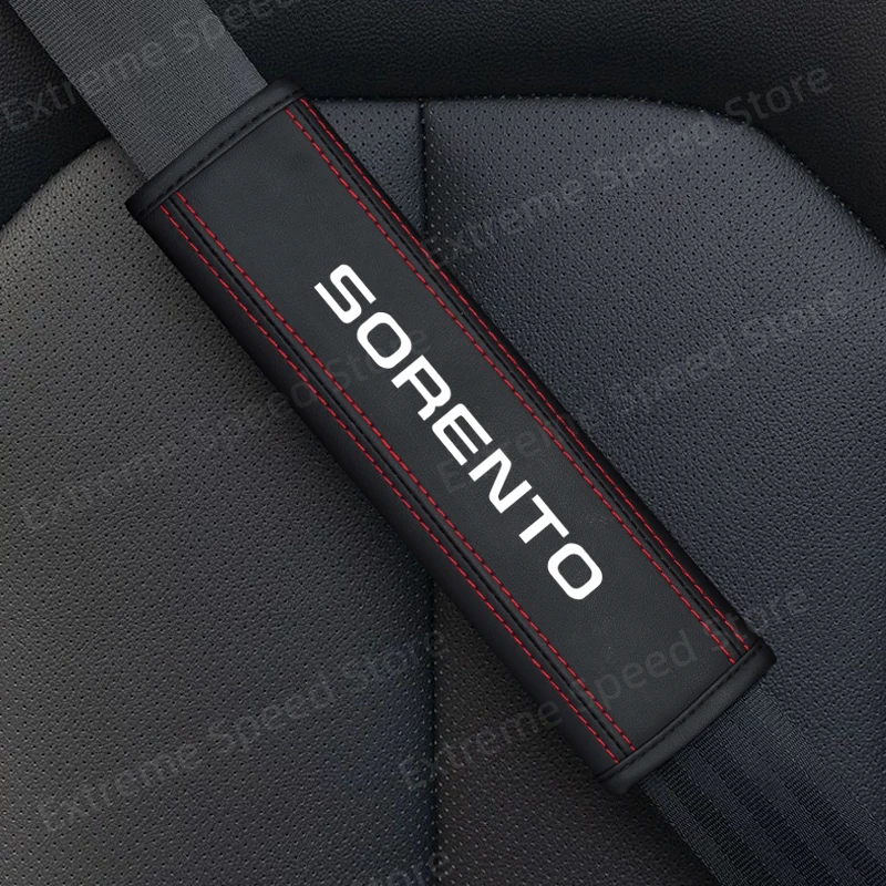 For Sorento Rio Ceed GT Line Emblem Leather Car Seat Belt Cushion Safety Belt Shoulder Protector Pad Accessories seat belt protection seat belt protector safety belt shoulder guard
