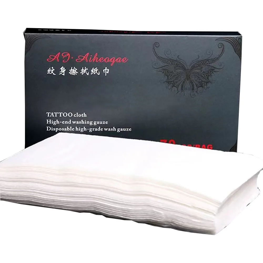 70pcs  White Disposable Tattoo Wipe Paper Soft Tissue Skin Cloth Towel Body Art Cleaning Makeup Tattoo Supplies glasses anti fog wipe pre moistened phone cleaning wipes screen cleaning cloth disposable lens cleaning paper glasses wet towels