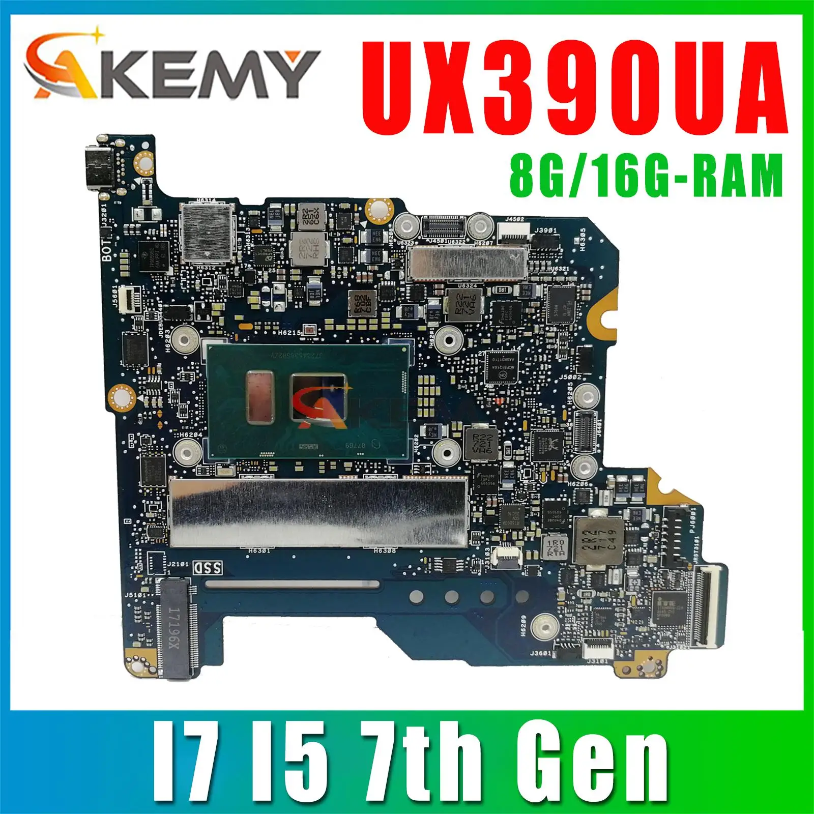 

UX390U Mainboard For ASUS ZenBook 3 UX390 UX390UA UX390UAK Laptop Motherboard I7 I5 7th Gen 8G/16G-RAM MAIN BOARD