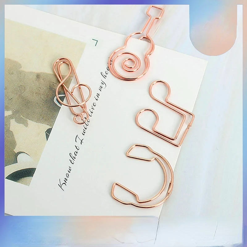 

4pcs/set Music Note Shaped Paper Clips Rose Colorful Hand Book Clip Office Stationery