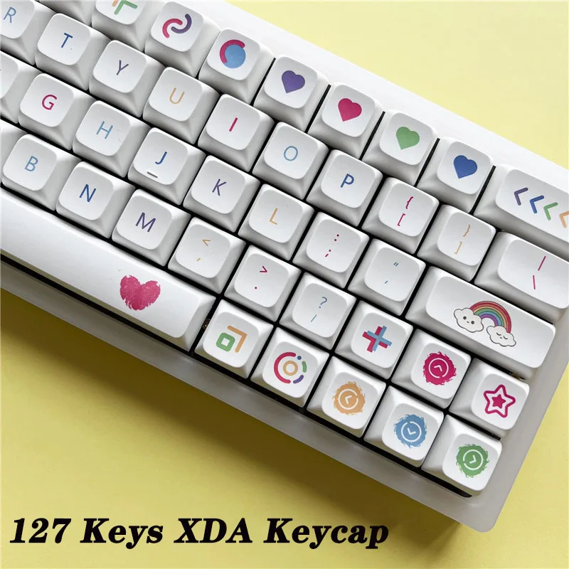

Colourful Rainbow Theme XDA Profile PBT Keycaps 127 Keys Gaming Mechanical Keyboard Dye-subbed Key cap Teclado Gamer Mx Switch